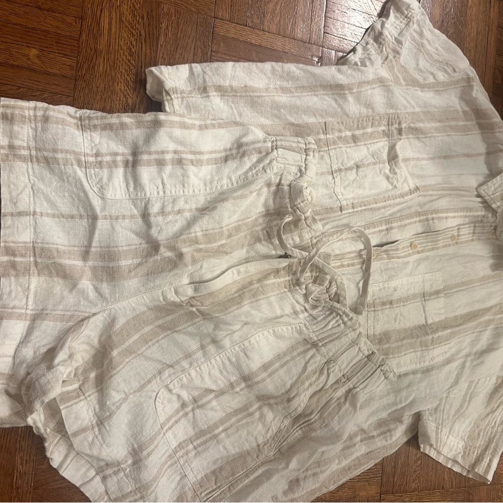 Striped Linen Shirt and Shorts Set